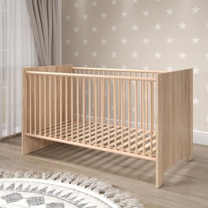 Chambre bébé Trio : Lit 70 x 140 cm + Commode à langer + Armoire OLIVIA - Chêne - TREND TEAM