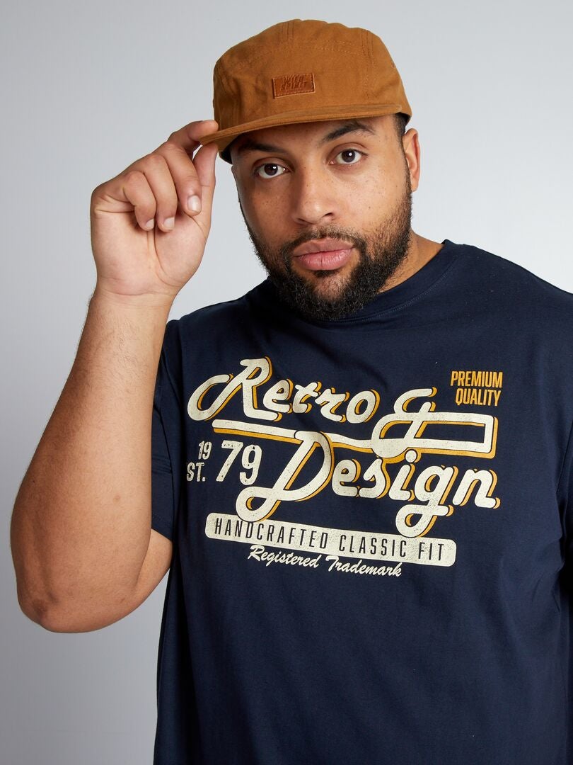 Jersey T-shirt met print op de voorkant - BLAUW