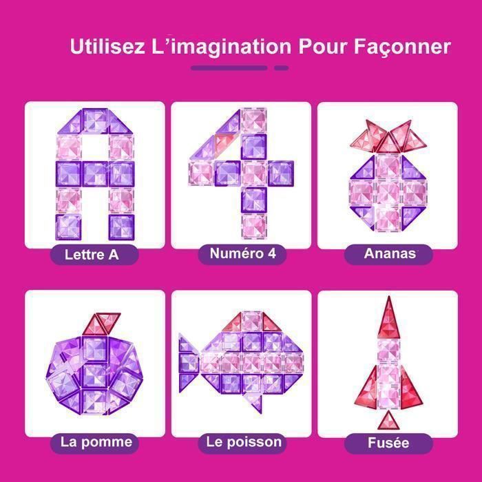 Jeu de Construction Magnétique - KUKUFUN -154 Pièces - Avec poupée princesse maison jouet - Cadeau de Noël Anniversaire pour Fille