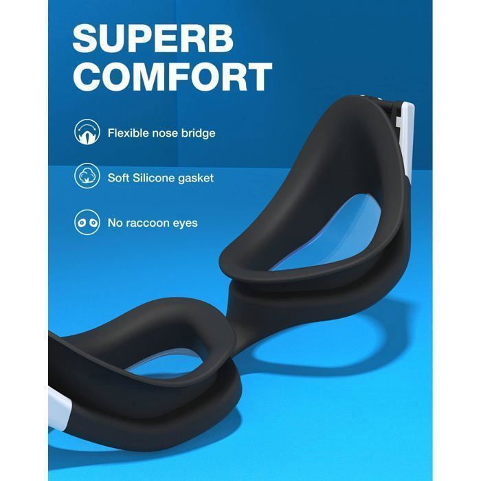 Lunettes de natation polarisées pour homme et femme, anti-buée, 100% anti-UV, lunettes de plongée - Blanc