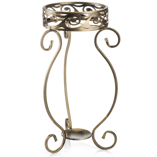Kwietnik stojący Fiorina 63x33x27 cm złoty metalowy rustykalny salon
