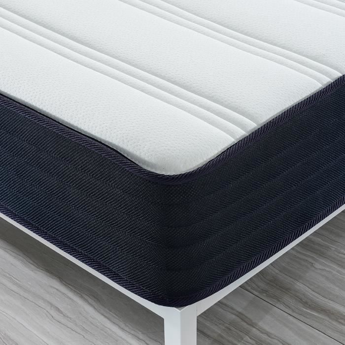 Materasso ibrido 90x190 cm - Materasso a molle da 22 cm - Bilanciato - 420 molle insacchettate, morbido e traspirante