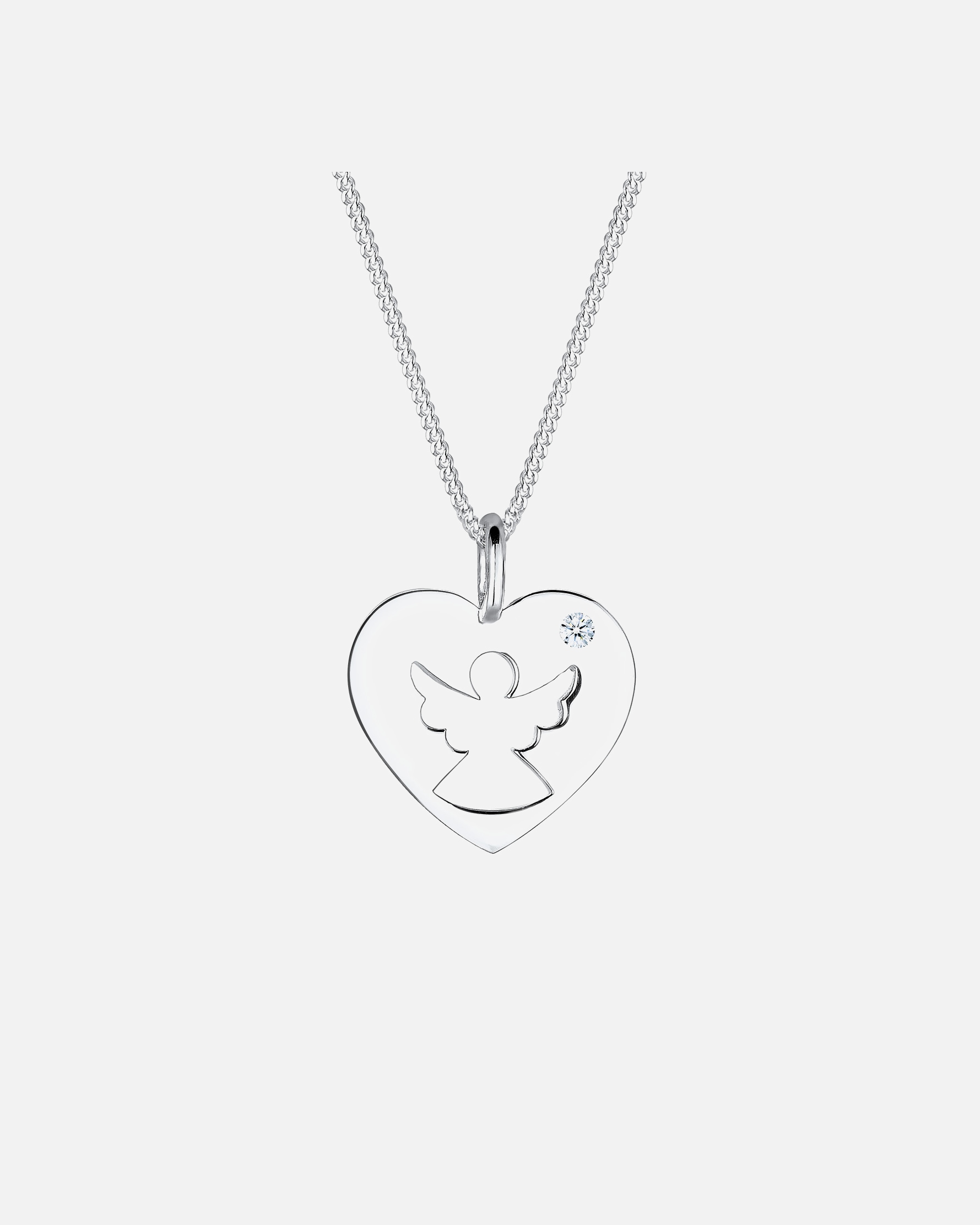 Elli DIAMONDS Femme Coeur Ange Gardien Diamant (0.03 ct.) - (925/1000) Argent