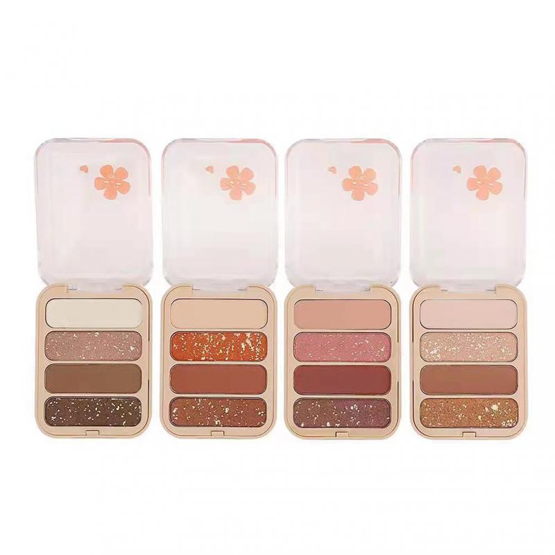 Palette de 4 fards à paupières mats et scintillants, waterproof et longue tenue, pigmentés, pour femmes TSLM1