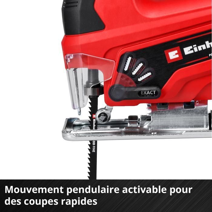 Einhell Scie sauteuse sans fil TC-JS 18/70 Li Kit PXC (18V, profondeur de coupe 70 mm) Livré avec Batterie 2,5Ah et Chargeur