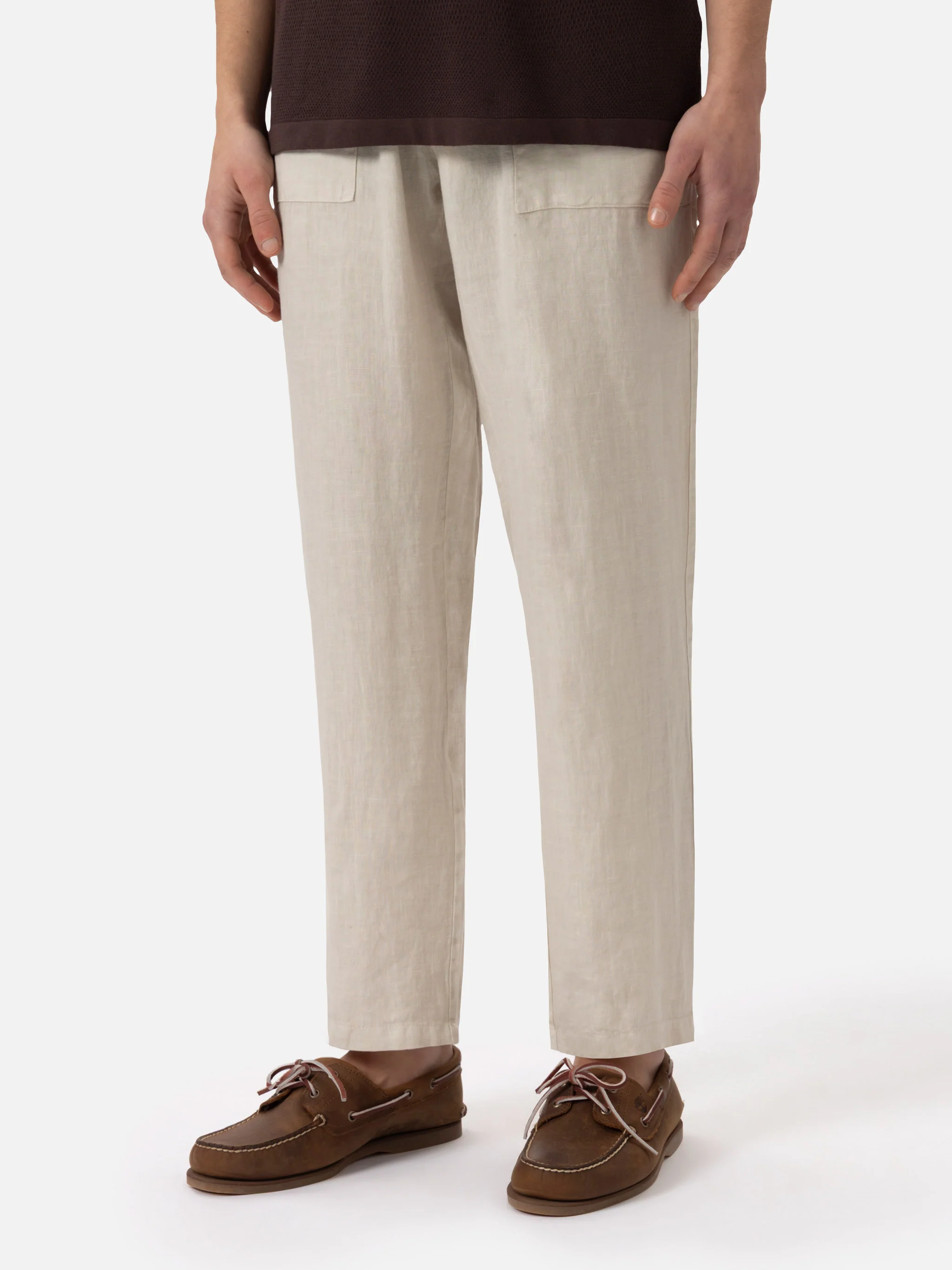 Calais Off-White Linnen Broek met Trekkoord