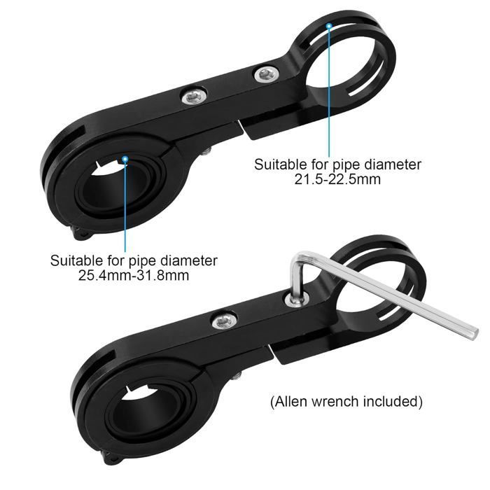 Extensión de manillar de aluminio, extensor de montaje de manillar para luces de bicicleta, compatible con teléfono, GPS y ordenador para bicicletas de montaña.