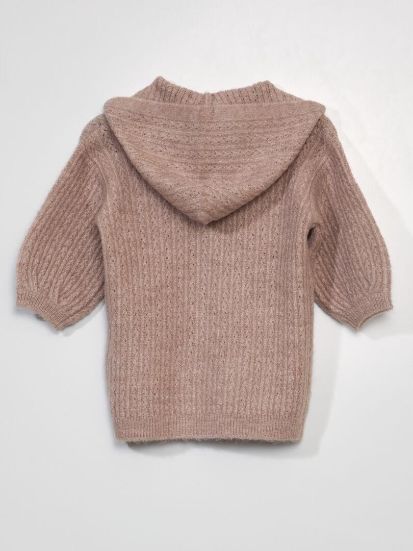 Gebreide jurk met capuchon - ROZE