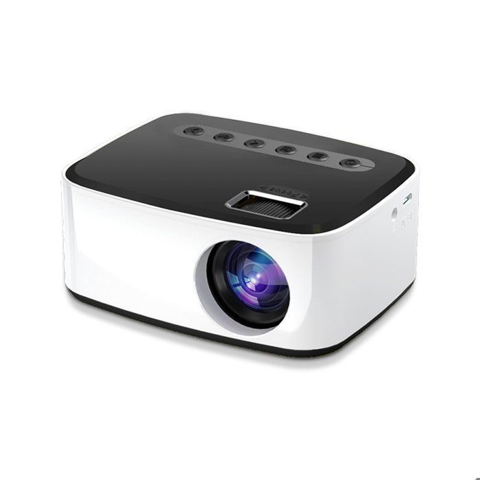 Proyector de vídeo compatible con 4K, resolución nativa 1080p, portátil, Wi-Fi, Bluetooth, compatible con smartphones, cine en casa, color blanco.