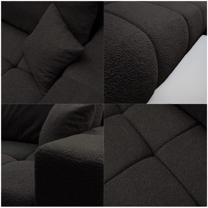 Sofá esquinero reversible OFI - 5 plazas - Sofá convertible con almacenamiento - Tejido suave al tacto - Antracita