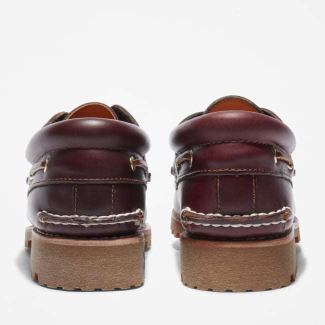 Scarpa da Barca 3-Eye Lug Handsewn da Uomo in                bordeaux