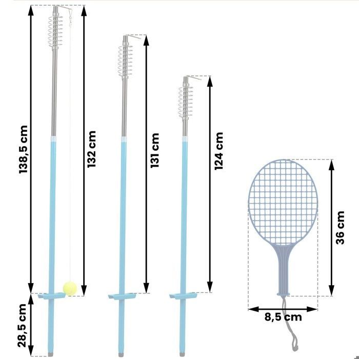 Juego de Speedball - JANSHOP - NS-499 - 2 raquetas - Pelota incluida - Altura ajustable de 124 a 138,5 cm - Poste de acero