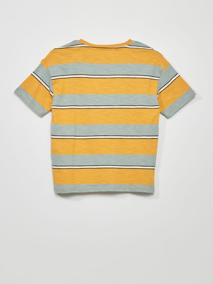 Camiseta listrada de manga curta - AMARELA