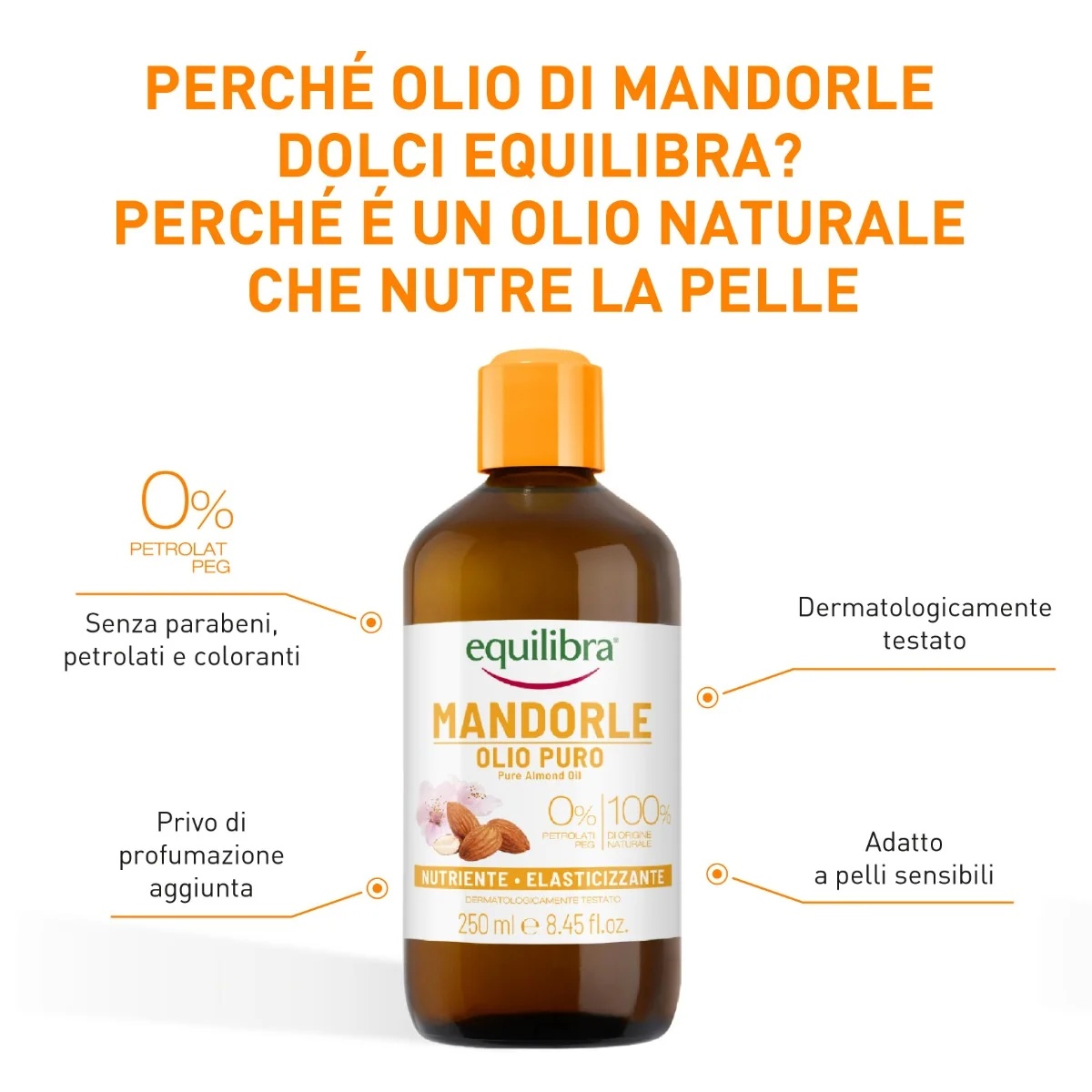 EQUILIBRA Zoete Amandelolie 250 ml Voedend en elastisch
