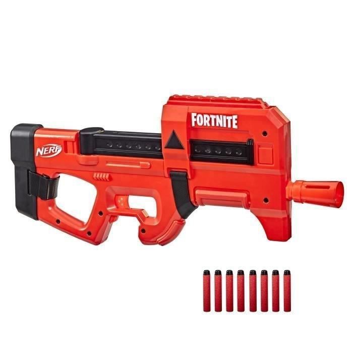 Nerf Fortnite Compact SMG, blaster a dardi motorizzato, rivestimento rosso ultra, caricatore interno da 8 dardi, include 8 dardi