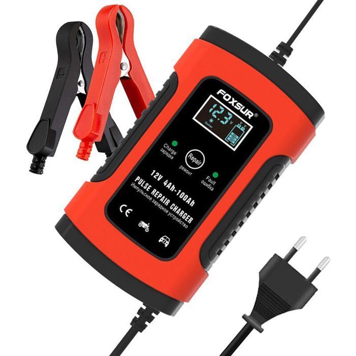 Chargeur, Booster et Cables de Démarrage Chargeur/Mainteneur de Batterie Entièrement Automatique 12V 5000mA pour Voitures,
