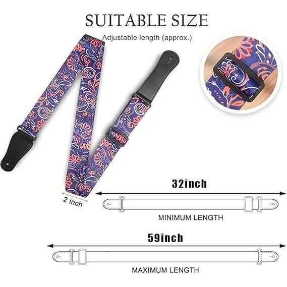 Ukulele Strap & Hawaiian Style Shoulder Strap Suitable for Soprano, Concert, Tenor, Baritone String Instruments for Guitar and Bass