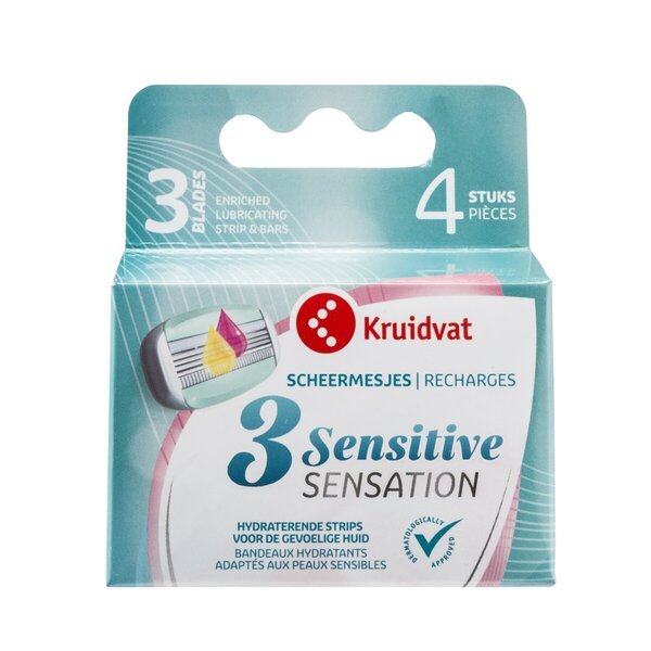 „Kruidvat 3 Sensitive Sensation“ skustuvo peiliukai, 4 vnt.