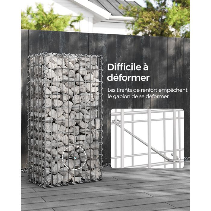 Lot de 2 Gabions à Pierres - SONGMICS - GGB253 - 100 x 50 x 30 cm - Métallique