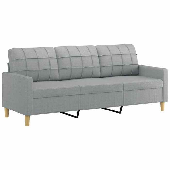 vidaXL Sofá de 3 plazas Gris claro 180 cm Tela, sofá, sofá de salón, sofá de tres plazas, sofá tapizado, asientos 359099