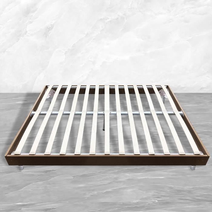 Base de cama tapizada 140x190cm - FRIXOVEL - Base de cama de láminas - 26 láminas - 5 patas - Blanca