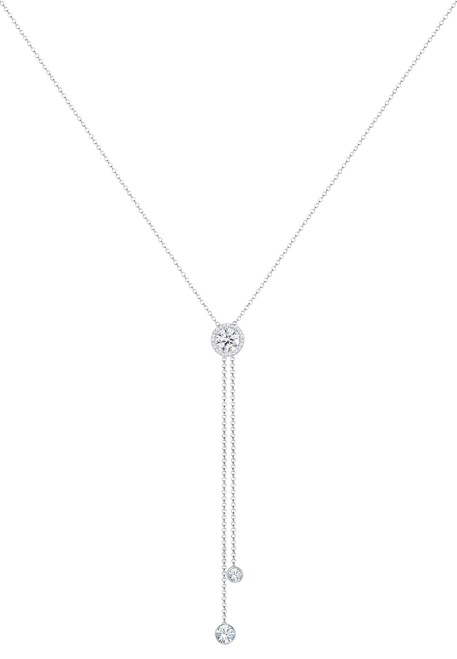 Elli PREMIUM Femmes collier Y-Chain cercle géo avec cristaux en argent sterling 925