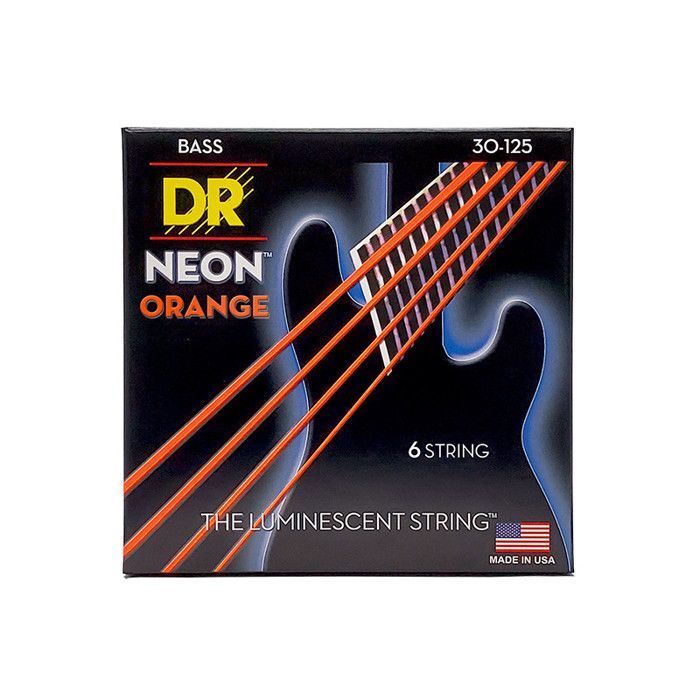 DR NOB6-30 - Hi-Def Neon - Laranja, conjunto de cordas para baixo, 6 cordas, calibre médio 30-125