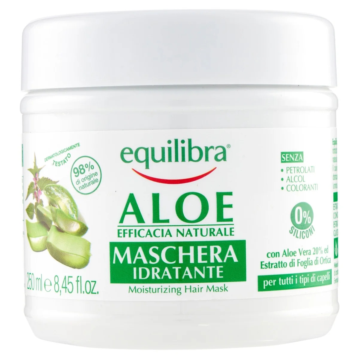 EQUILIBRA Hydraterend masker Equilibra met aloë vera 250 ml Herstructureert het haar
