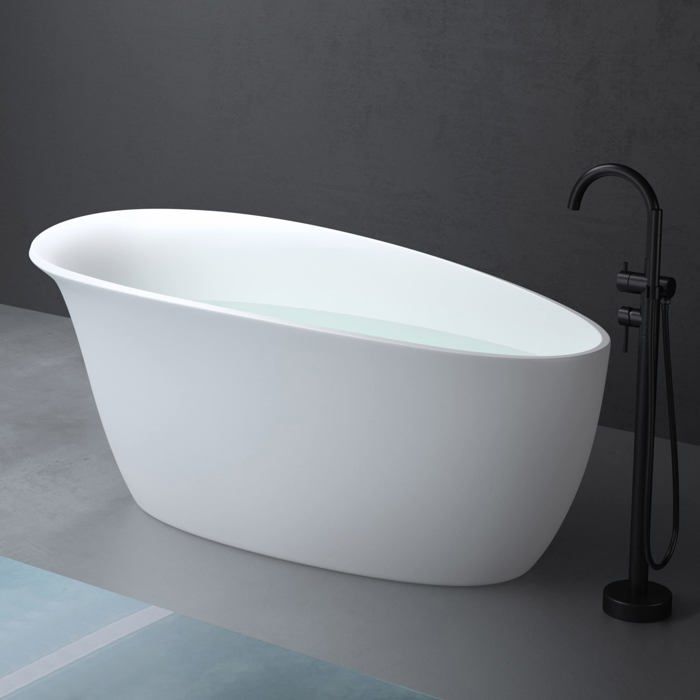 Mai & Mai Baignoire îlot en Résine Blanc Ovale 175x81x73cm Baignoire sur Pieds avec Bonde et Trop Plein V906