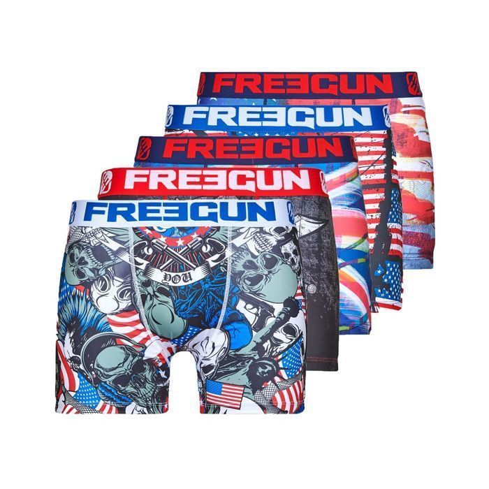 Calzoncillos bóxer Freegun para hombre - Rojo (Paquete de 5)
