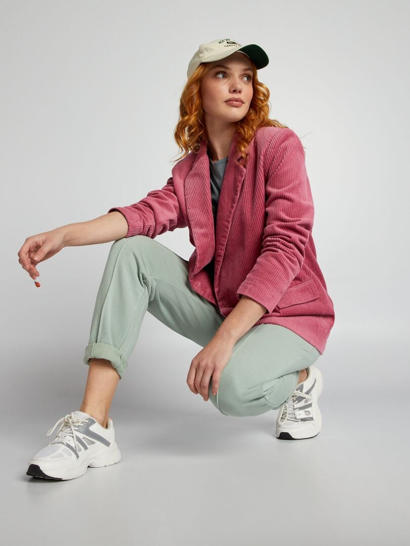 Blazer cruzado de terciopelo - ROSA