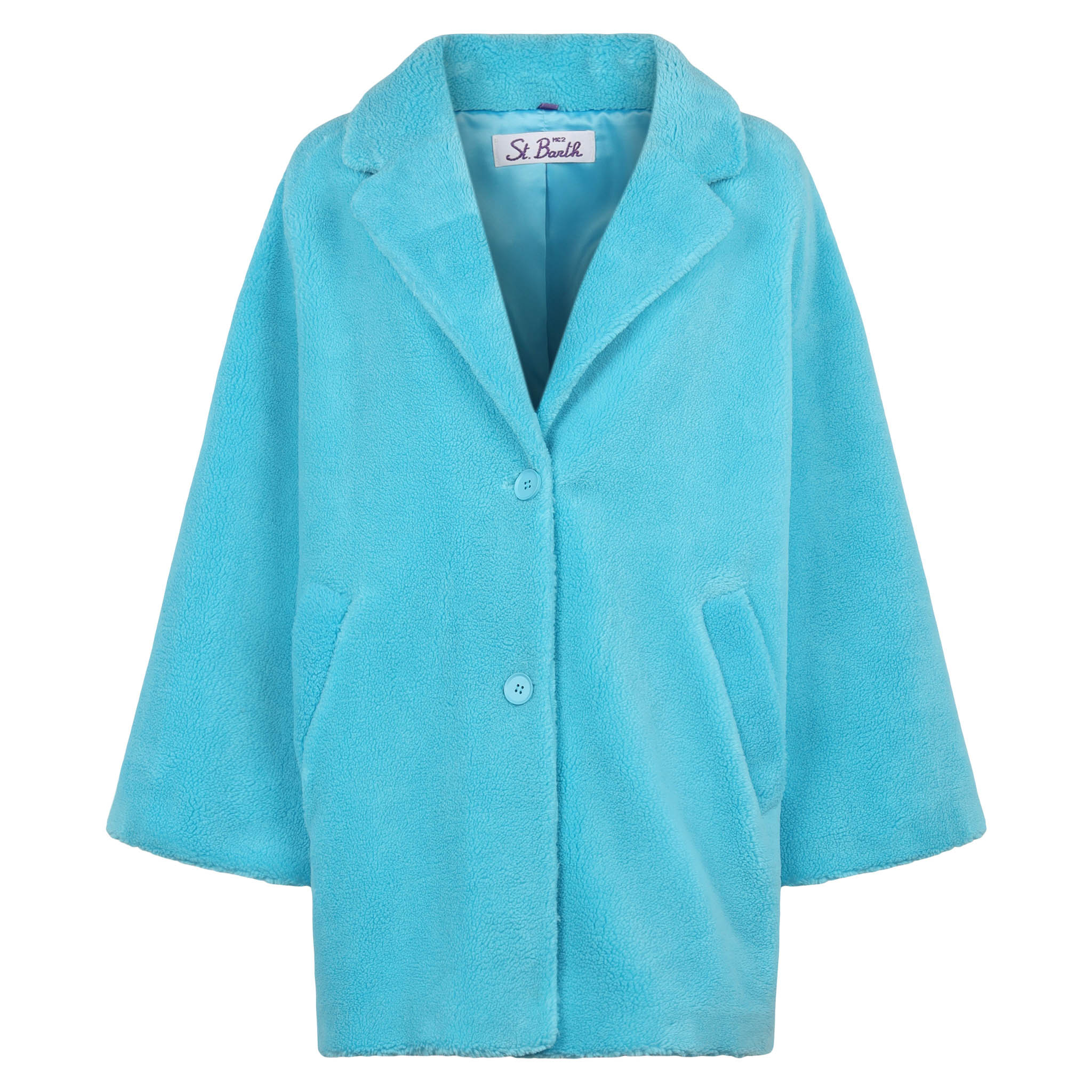 Manteau teddy turquoise pour femme