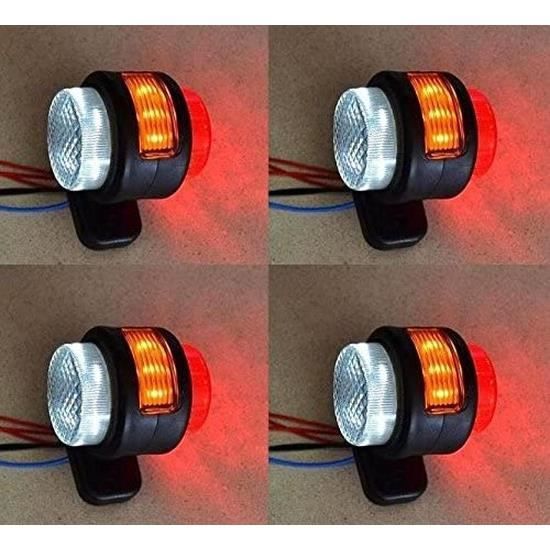 Faros de posición laterales de contorno de 4 piezas, 24 V, para remolque, furgoneta, caravana, chasis, autocaravana, naranja, blanco y rojo.