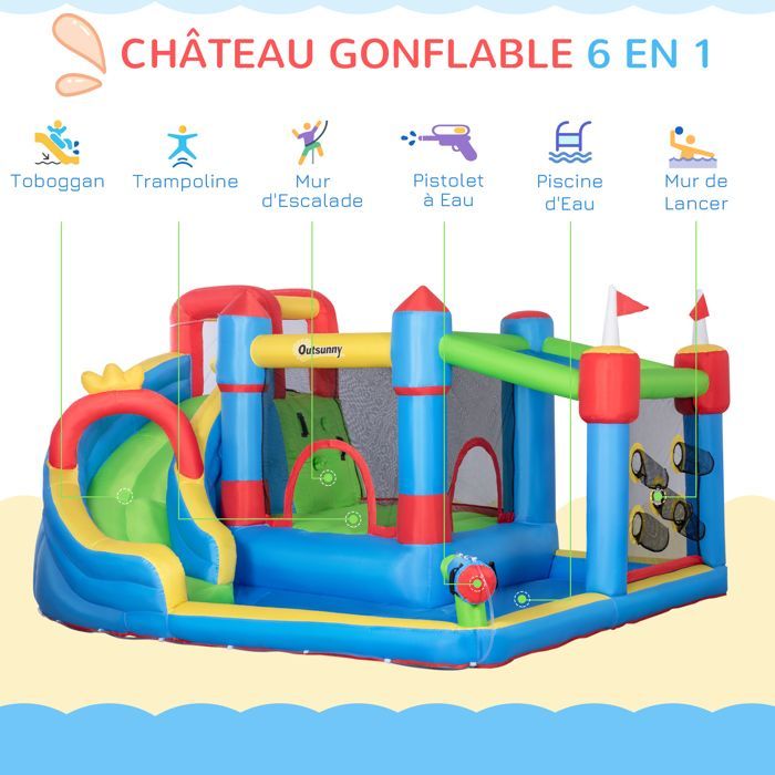 Outsunny - Château gonflable - Polyester - 390x300x197cm - multicolore
