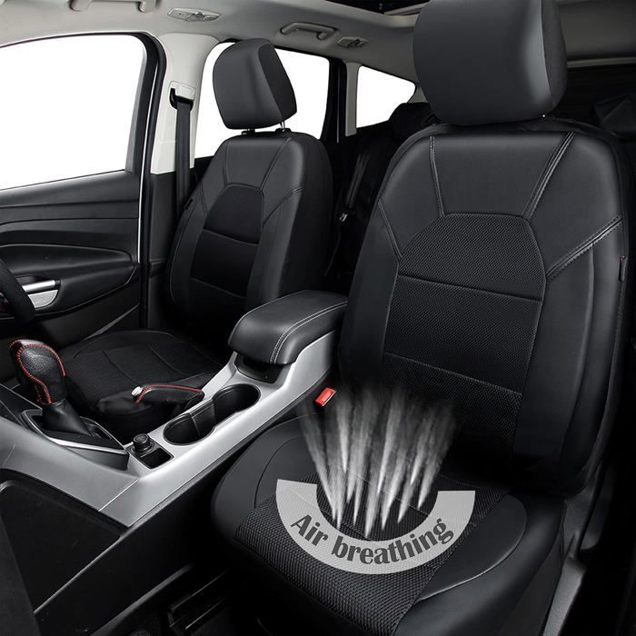 4-Piece Universal Car Seat Covers, Set of Breathable PU Leather Universal Car Seat Cushions, Black