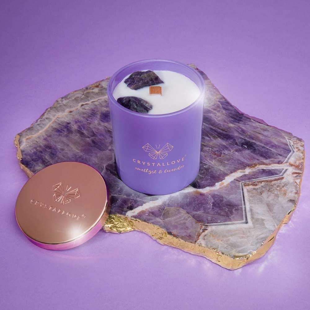 Crystallove Candle, ametystovo-sójová sviečka a levanduľa - 1 kus