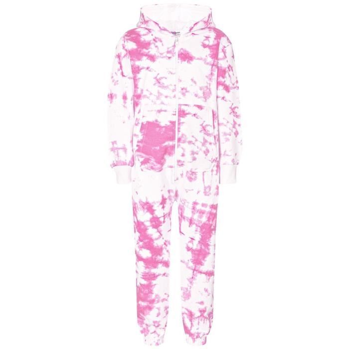 A2Z 4 Kids Fleece Onesie Pink Tie Dye Print Pyjamas for Girls 5-13 Years