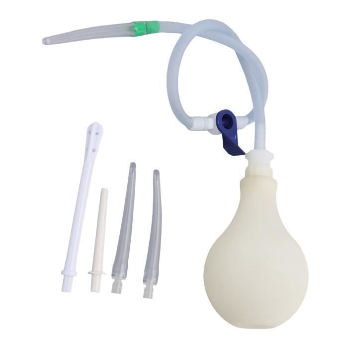 Gel de ducha corporal con pera de enema de 320 ml, ducha vaginal de silicona de gran capacidad con cabezal flexible y curvado para la higiene íntima.