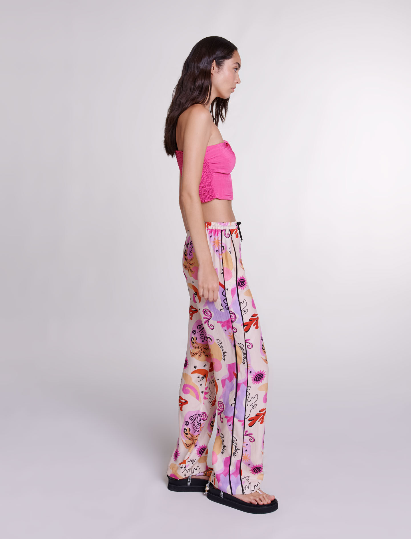Top asimetric - Roz fuchsia