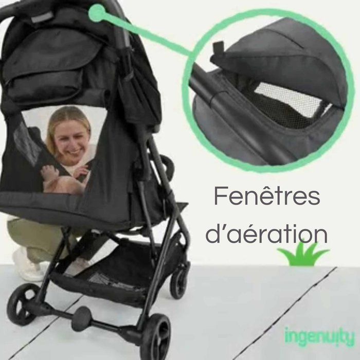 INGENUITY Poussette ultra compacte 3Dquickclose, légère, dès la naissance jusqu'à 4 ans,0 à 22.7 kg, couverture de pluie inclus