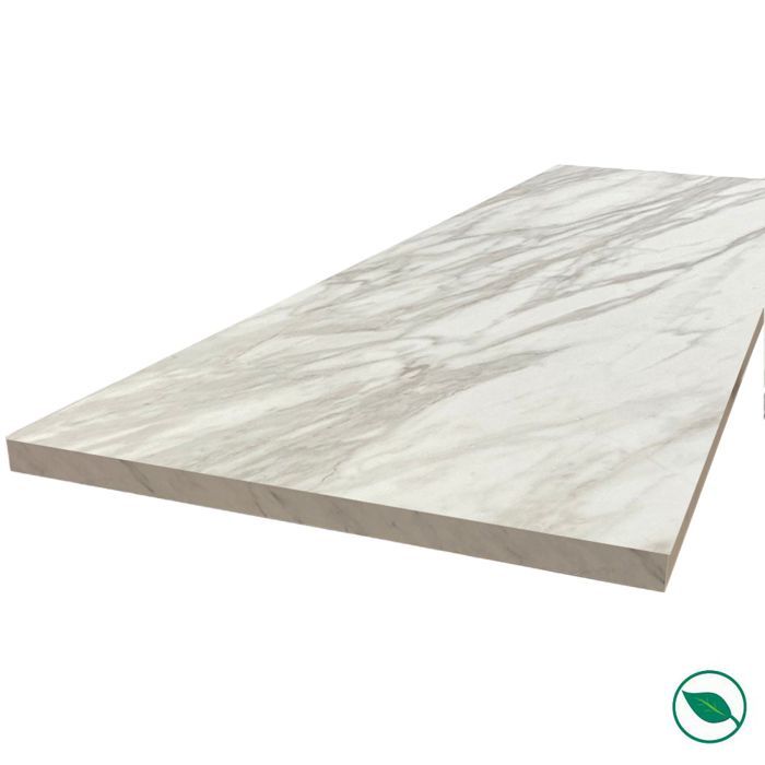 Piano di lavoro in laminato HPL effetto marmo grigio 2000 x 650 x 38 mm FSC - Gamma FORESTEA Signature. Dimensioni: 2000 mm x 650 mm x 38 mm