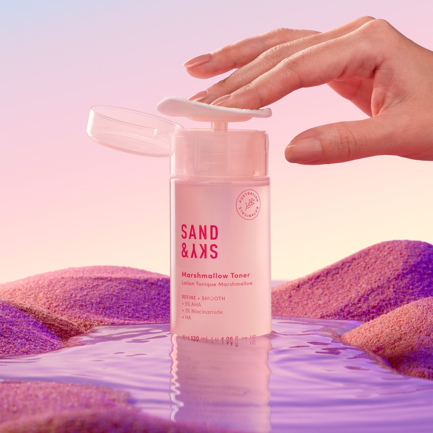 „Sand & Sky“ veido tonikas, zefyro ir rožinės spalvos, 120 ml