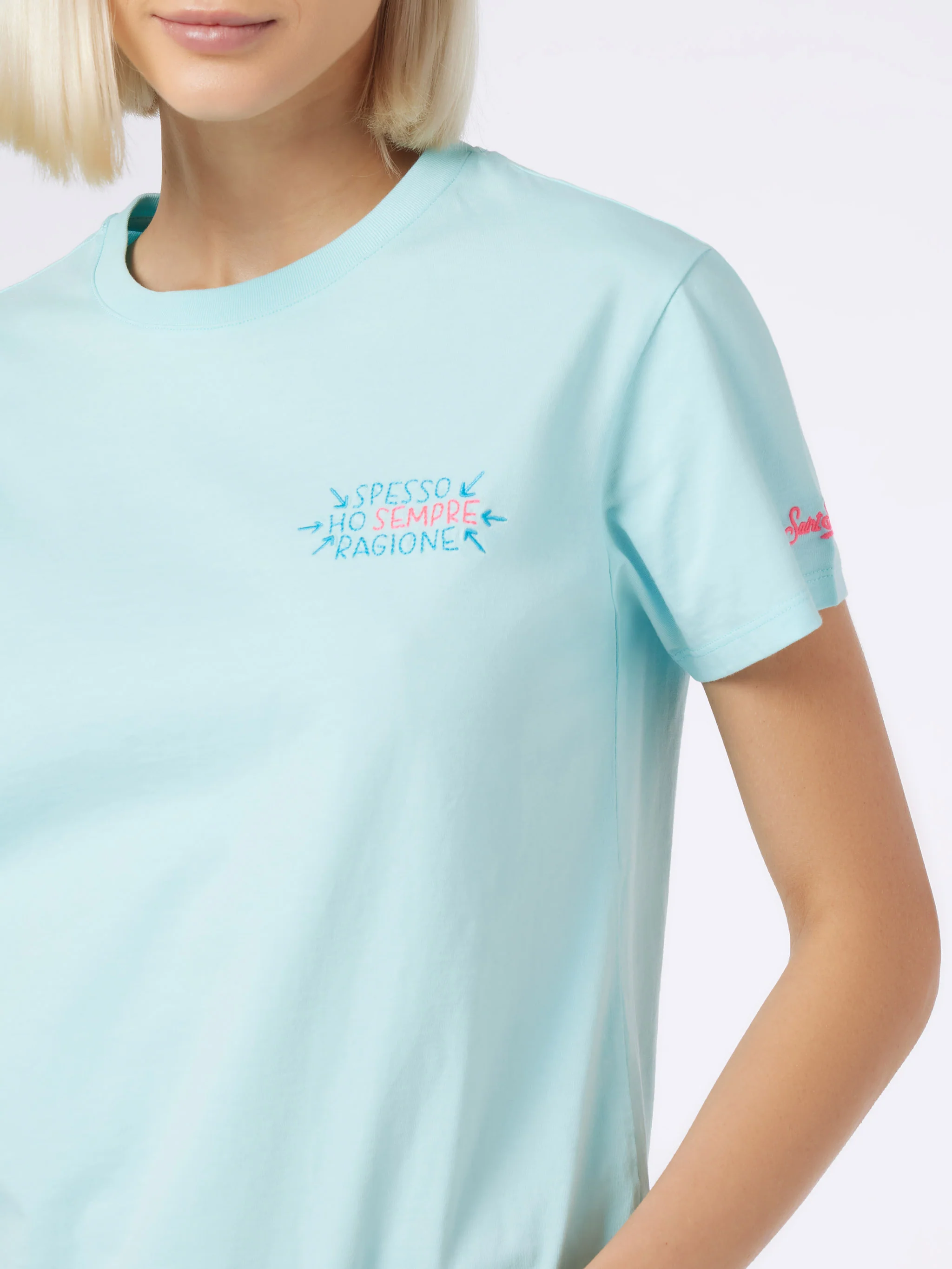 Heren T-shirt met ronde hals en lichtgevende tekst 