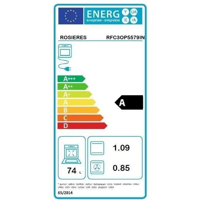 Pack encastrable ROSIERES Four pyrolyse RFC3OP5579IN + Plaque induction RI633CBB