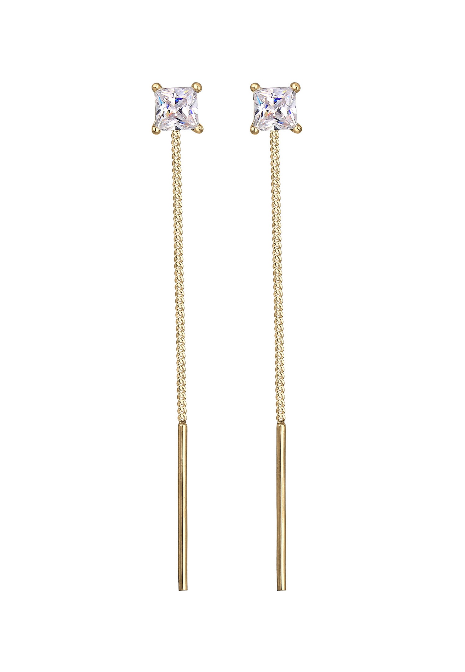Elli Femmes Pendentif d'oreilles Bâton Géo Minimaliste Pull Through avec Cristal de Zirconium en Argent Sterling 925