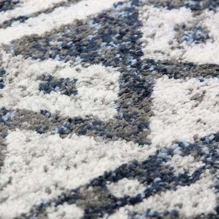 Tapis  toucher laineux motifs berbères gris bleu 133x190