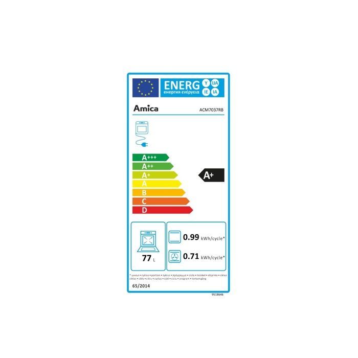 Kombiherd – AMICA – ACM7037RB – 77-Liter-Backofen – 4 Kochstellen (3 Gas + 1 Elektro) – Pyrolyse-Selbstreinigung