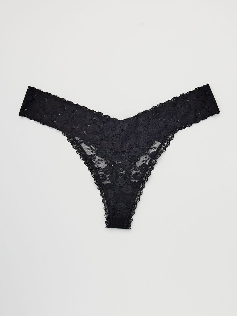Set van 3 kanten stringtjes - zwart