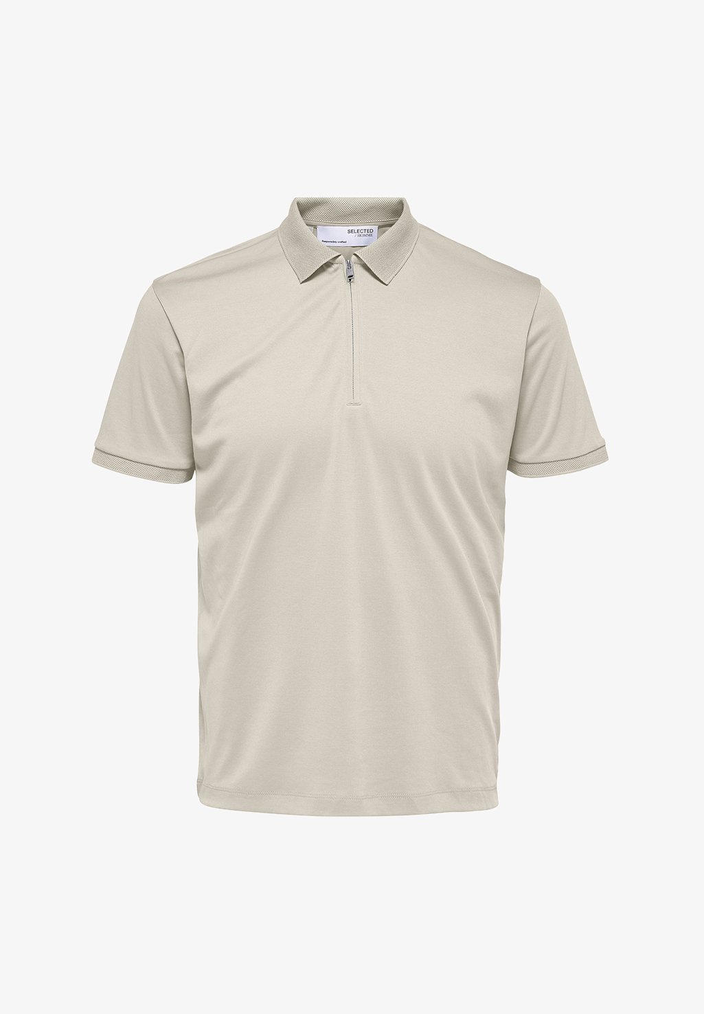 Selected Homme SLHFAVE ZIP - Polo majica - ovsena kaša