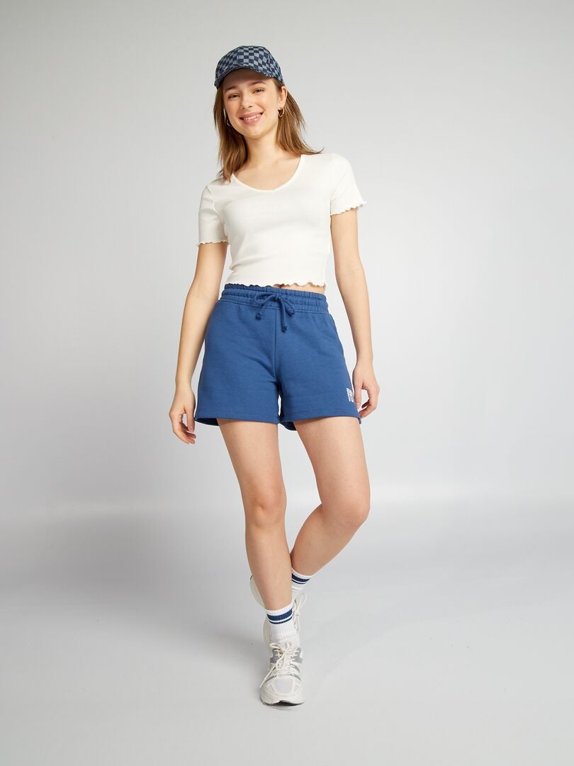 Crop-top met golvende randen - WIT
